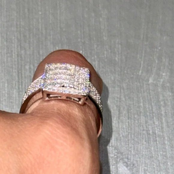 14k Gold Vermeil VVS Mens Iced GRA Certified Moissanite Diamond Ring PASS Tester - Picture 4 of 6